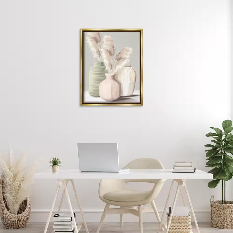 Soft Pampas Vases by House Fenway Gold Floater Frame Nature Graphic Art Print 31