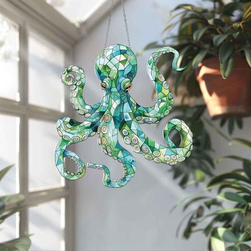 Octopus Acrylic Window Hanging, Octopus Window Hangings, Gift For Octopus Lovers