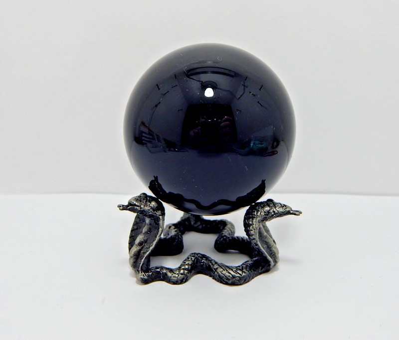 Black Obsidian Sphere - 2" Inches with cobra stand