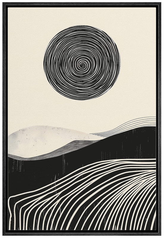 Wall26 Swirling Lines and Soft Hills Abstract Canvas Print Framed Wall Art gallery