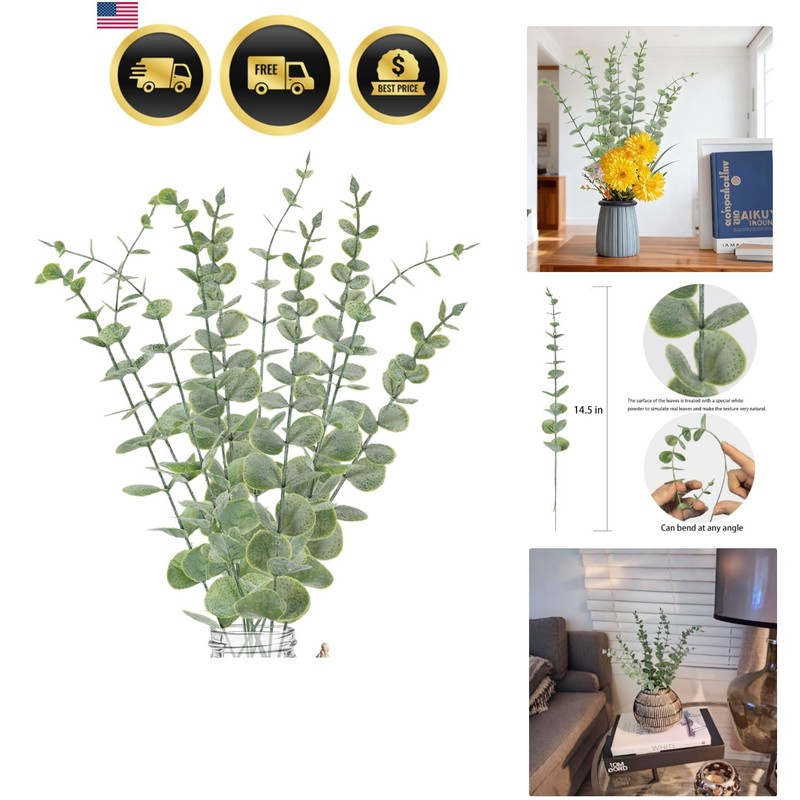 Artificial Eucalyptus Stems 10pcs Fake Greenery Branches for Wedding Home Decor
