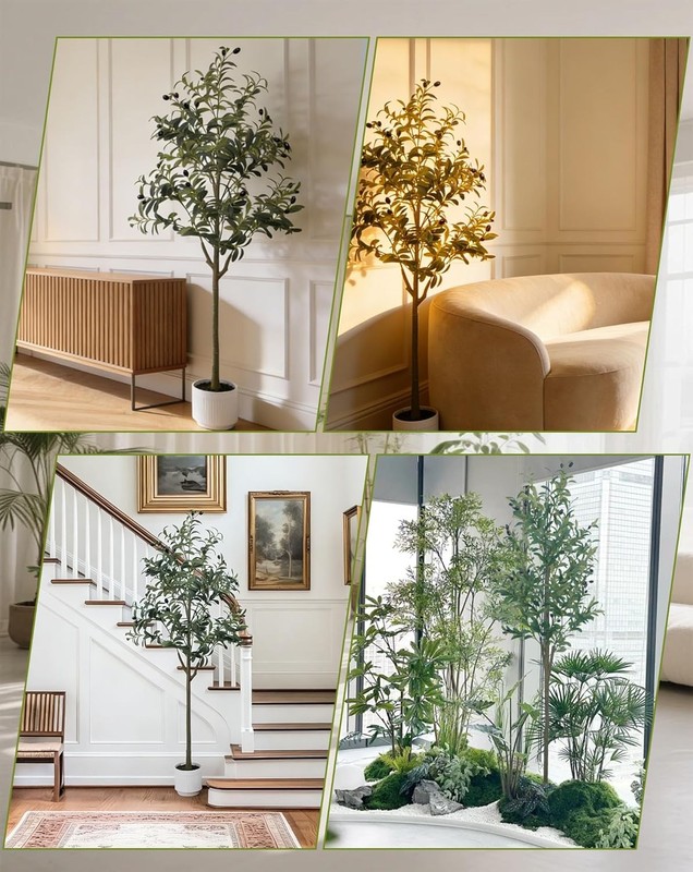2Pcs 5Ft Artificial Olive Tree Realistic Adjustable Branches Planter Home Office gallery