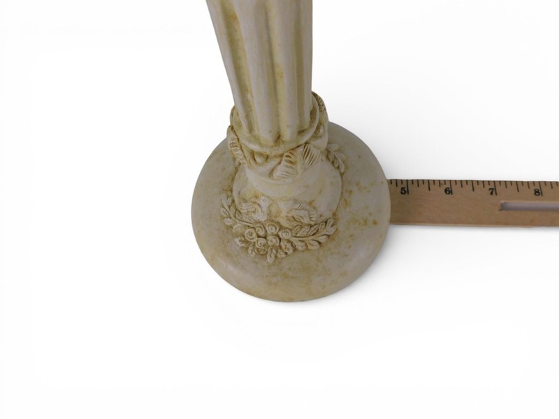 Beige Stone Candlestick Holder Traditional Column Floral Birds Home Decor Accent gallery