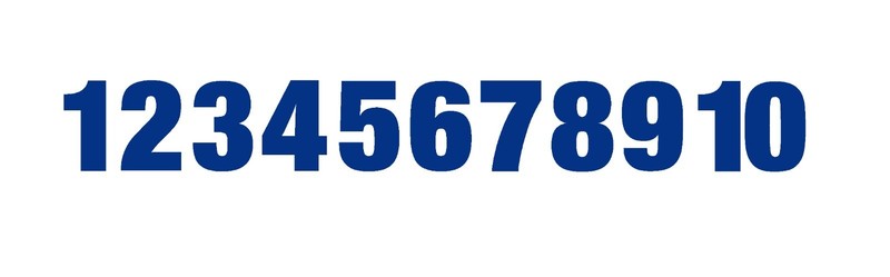 1-10 Numbers Blue Sticker Vinyl Decals 1″ – 10″ Set Of 10 (V653)