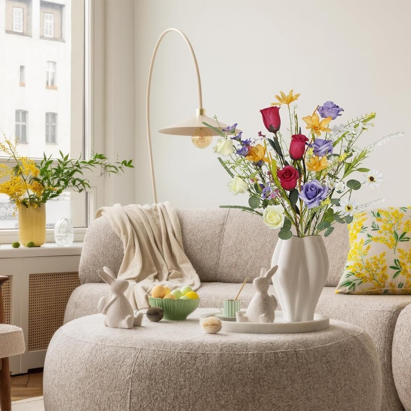 7 Pcs Wildflowers Artificial Flowers Daisies Roses and Lilies Faux Wildflower... gallery