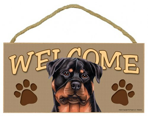 Welcome Rottweiler Cute Hanging Dog Sign 10″x5″ Great Gift Wood Plaque 726
