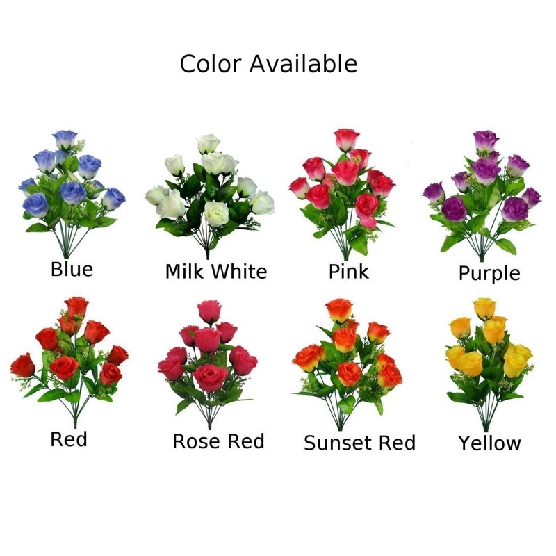 Striking 10 Heads Silk Rose Bud Bunch for Wedding and Home Outdoor Use gallery