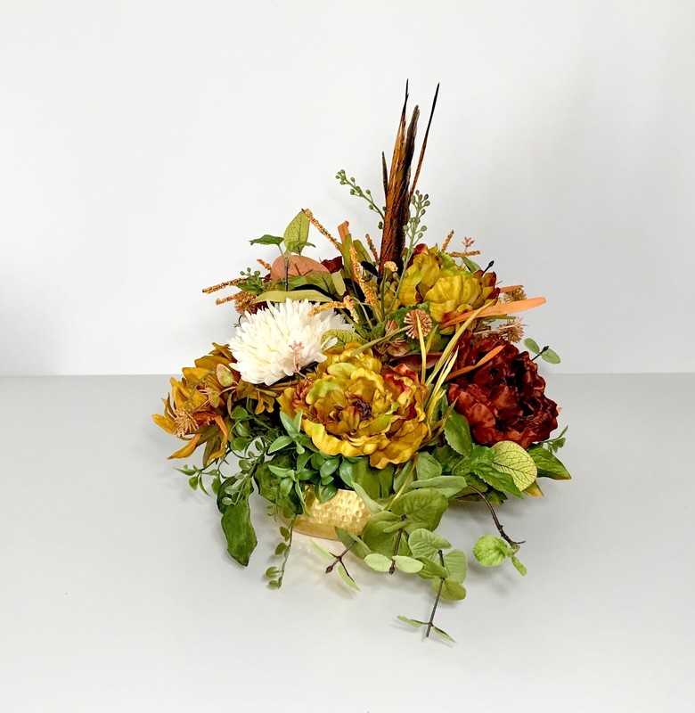 FALL EARTH TONE COLORS FLOWERS THANKSGIVING CENTERPIECE TABLE DECORATION GIFT gallery