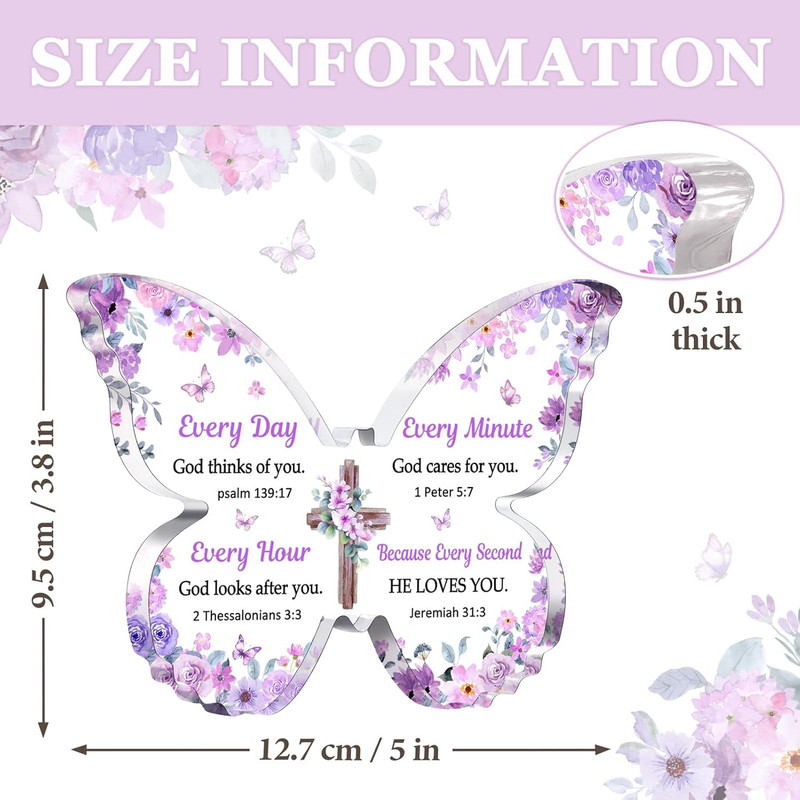 Butterfly Acrylic Plaque Sign Christian Gift for Women Purple 5x3 8x0 5 In gallery