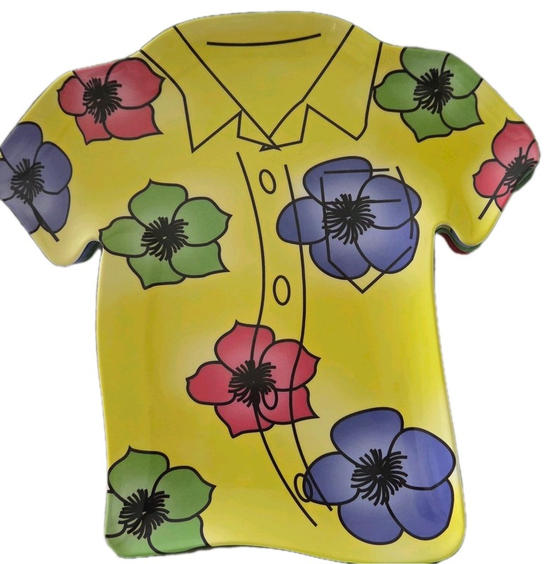 Set of 4 In Box Hawaiian Theme Colored Shirt Acrylic Plates New gallery