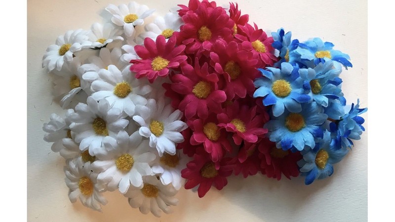 Artificial Silk Daisy Flower Head 1.25" Fake Sunflower DIY Craft Flower 100 pcs gallery