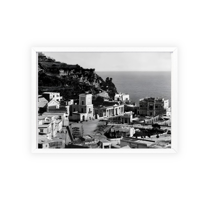 Lacco Ameno Ischia Vintage Coastal Town Photo Poster with Wooden Frame