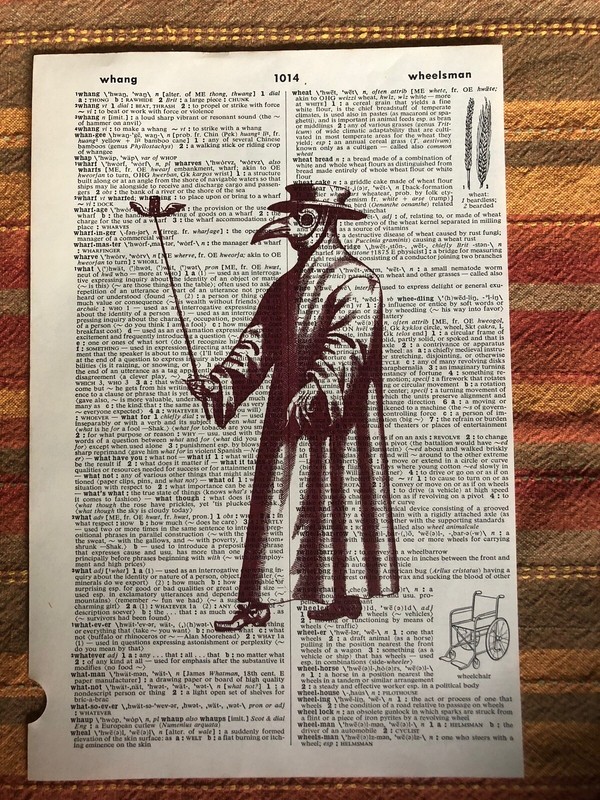 Tom’s Letterpress Plague Doctor Dictionary Sheet Pop Art Wall Desk Artwork