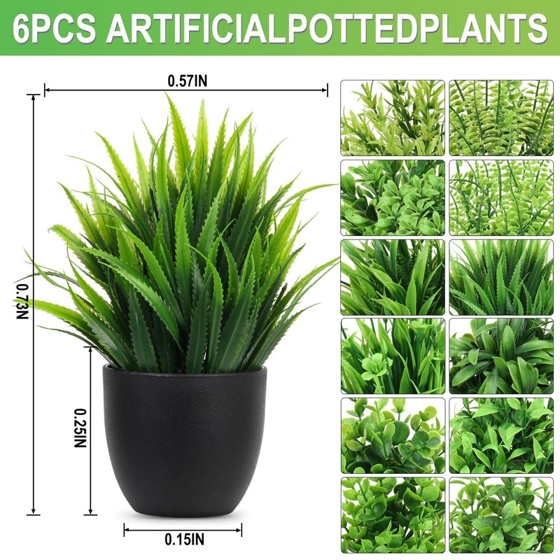 Artificial Plants Mini Fake Potted Plants, 12 pcs Small Eucalyptus Potted Fau... gallery