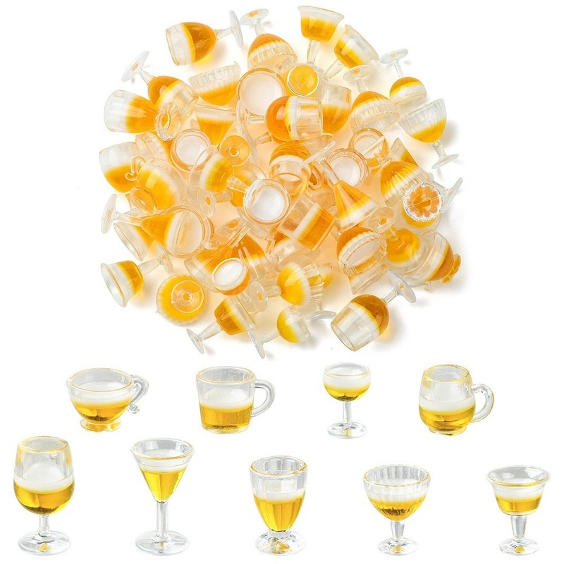 50pcs Wine Bottle Miniature Ornament Acrylic Drink Beer Shape Bar Kitchen Decor