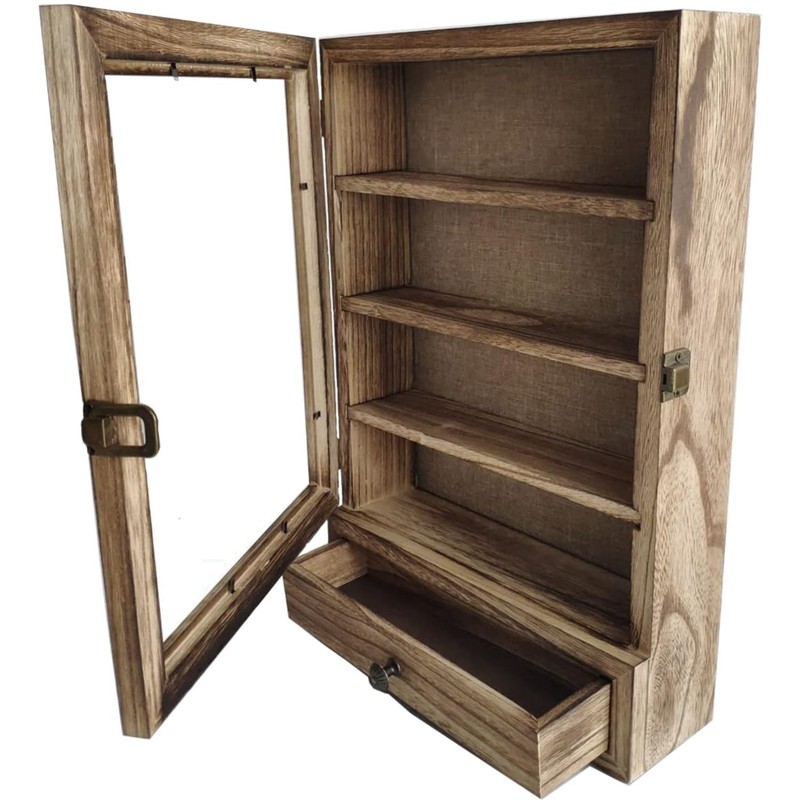 11X16inch, 3 Removable Shelves Wood Shadow Box Display Case Line Back,Acrylic…