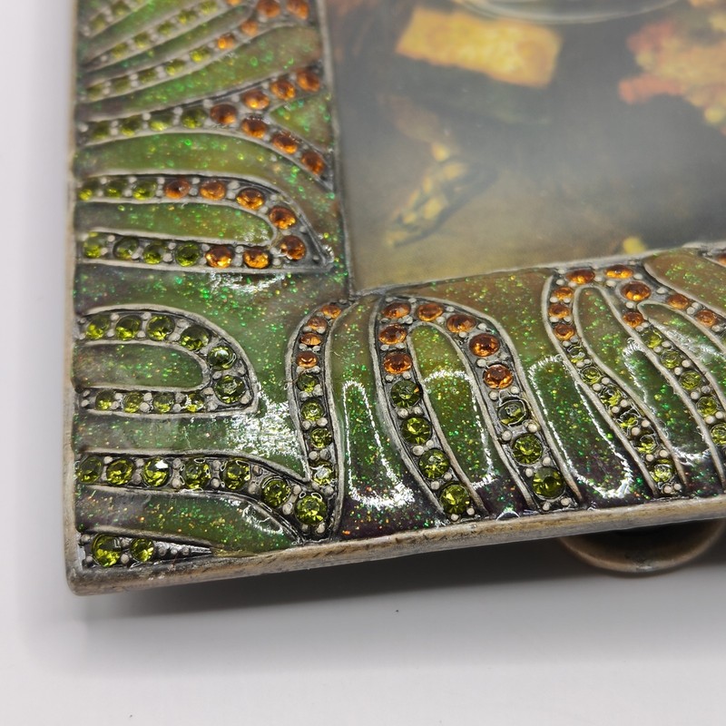 Ciel Collectables Frame Hand Painted Green Enamel Swarovski Crystals 3.5 x 5.5" gallery