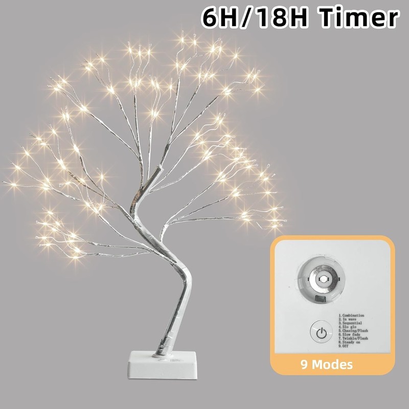 Fairy Lights Spirit Tree, 2PK Bonsai Tree Light, 108 LED Warm White Fairy Light gallery