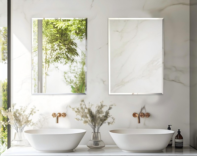 Artloge Frameless Rectangular Wall Mirror Decorative Rectangle Mirrored Glass gallery