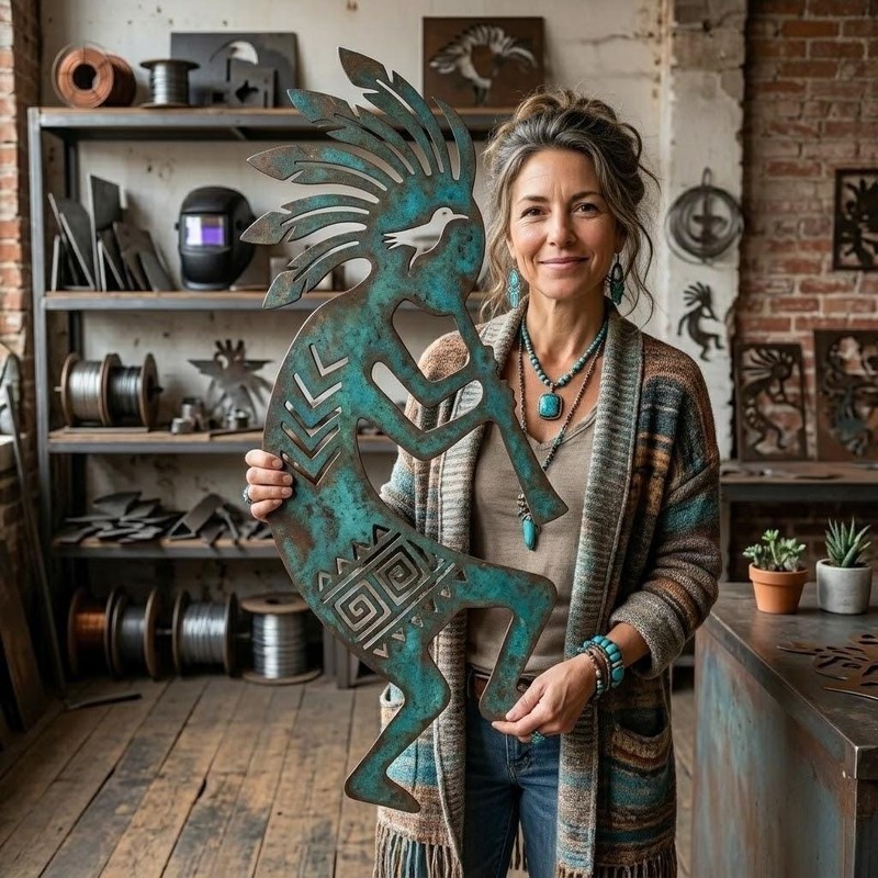 Kokopelli Metal Wall Art, Southwestern Native Decor, Rustic Boho Garden Sculptur