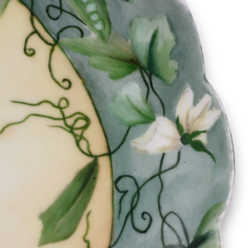 T&V Limoges Hand Painted Sweet Pea 12 1/2" Cabinet Plate Antique c1900 gallery
