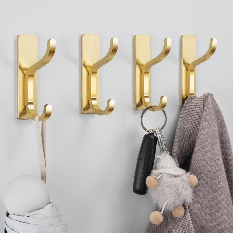 Adhesive Wall Coat Hooks Heavy Duty StickOn Door Hanger, Metal Hook for Hang... gallery
