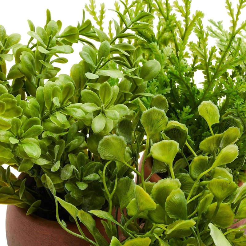 Pure Garden Set of 3 Artificial 8 inch Greenery Plants in Flowers Garden Pots gallery