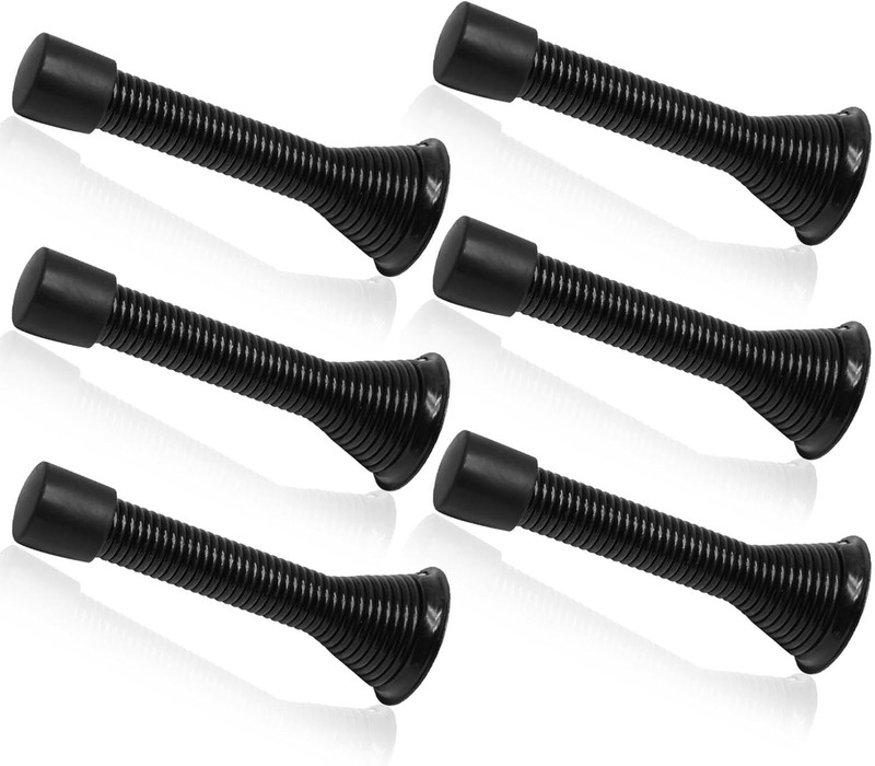 6 Pack Spring Long Door Stopper 3-4 Inch Black Door Stops, Stainless Steel, W... gallery