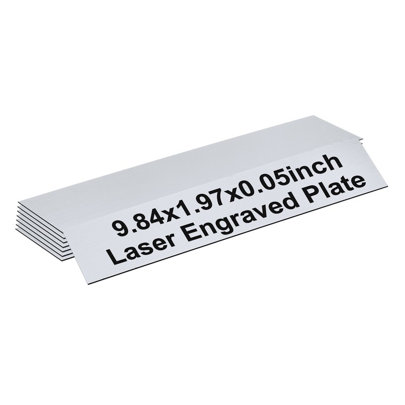 9.84×1.97″ Name Plates for Office, Brushed Silver with Black Letter, 8 Pcs