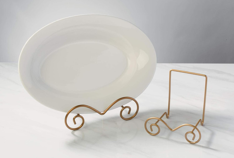 7 Inch Gold Stratford Metal Bowl Easel Bowl and Plate Stand gallery