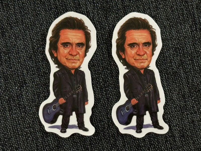 Lot (2) JOHNNY CASH 1″ x 2 1/4″ Band STICKERS Man in Black FREE! Ring of Fire