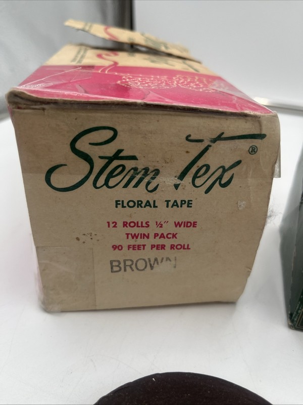 Vintage Floratape Stem Wrap 32 Roll Lot 25 Brown, 2 Red, 5 White New In Box gallery