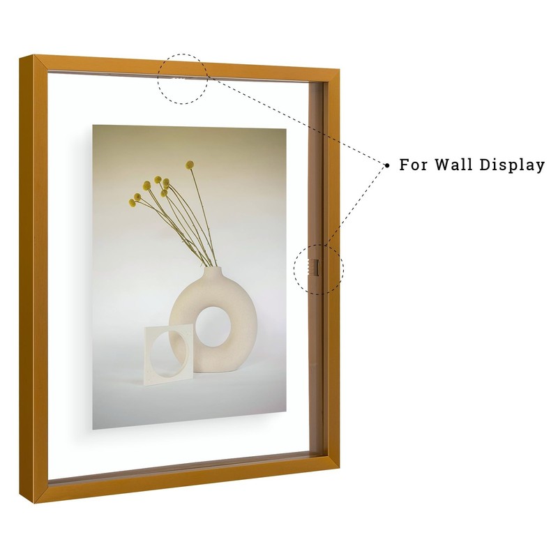 7 Pack Bronze Floating Metal Picture Frames Real Glass 11x14 8x10 5x7 Wall Decor gallery