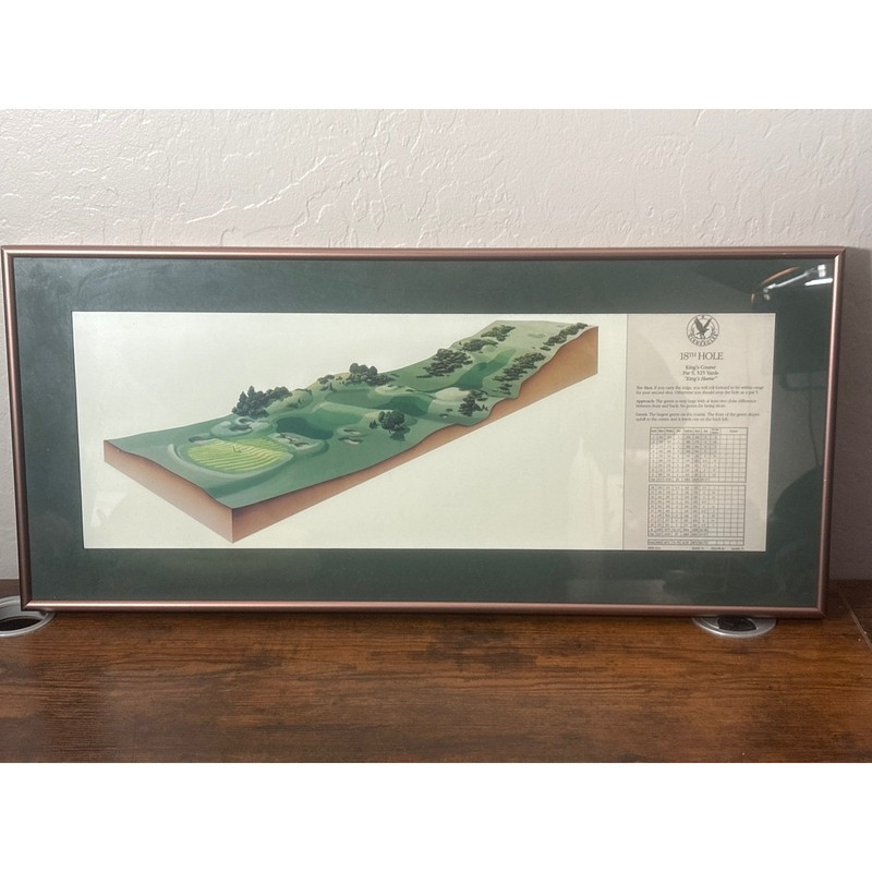 Gleneagles Kings Course 18th Hole Kings Hame Framed Golf Print Scorecard 26×12