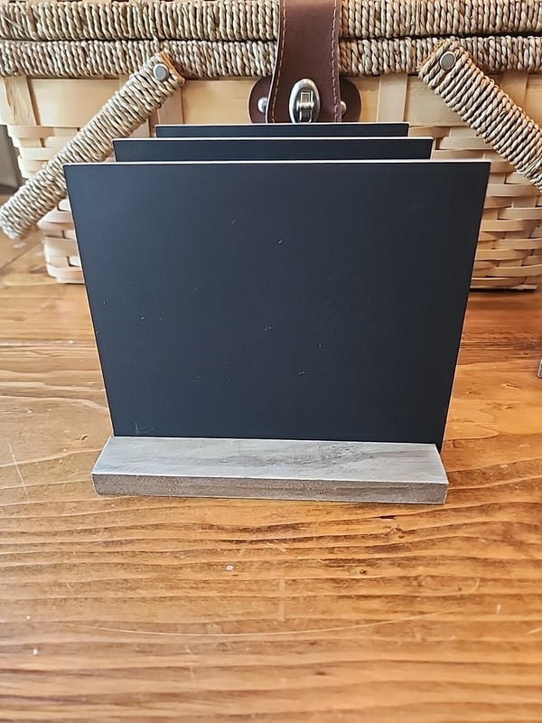 Mini Tabletop Chalkboard Signs with Vintage Style Wood Base Stands 6.5" X 6" gallery