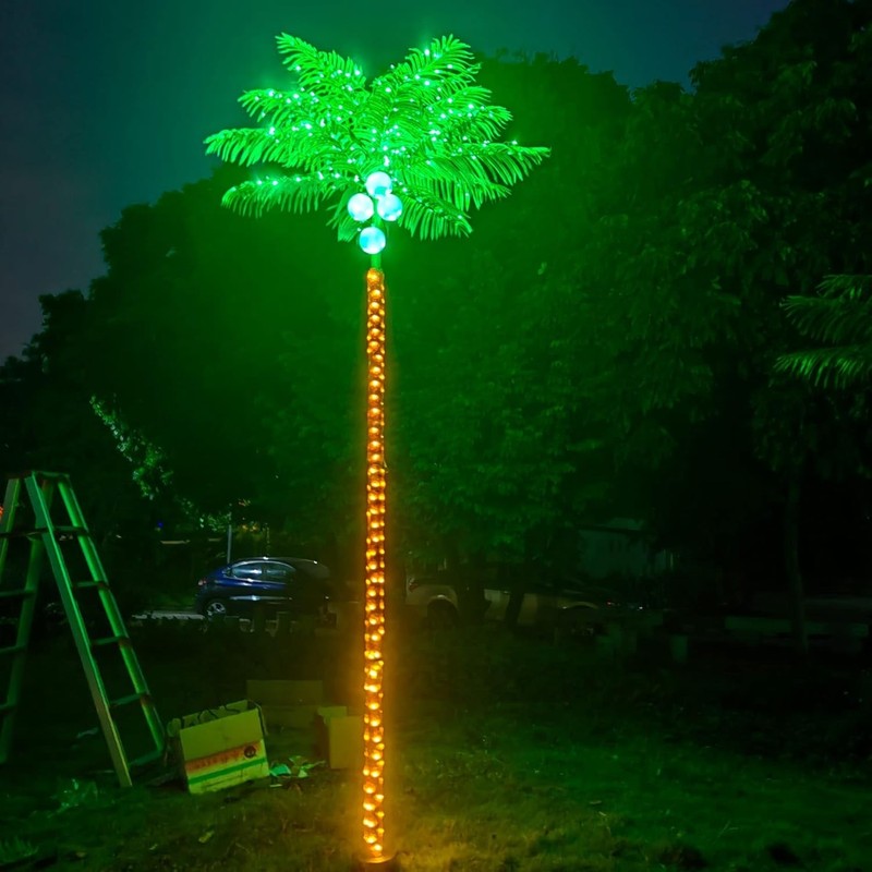 Palm Trees for Outside Patio, 9.5Ft 305 LED Lighting Artificial Palm Tree with C