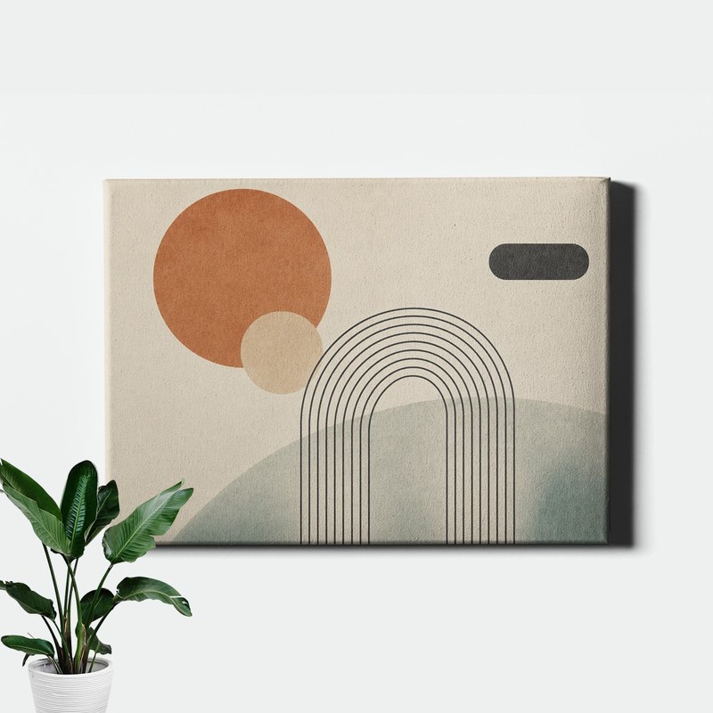 Japandi minimalist geometric arch and circle abstract Canvas Art