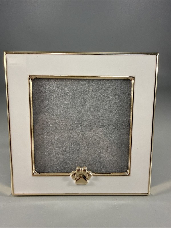 SHEFFIELD HOME White Gold 5” X 5” Picture Frame with Gold Paw Print 3.5” Picture