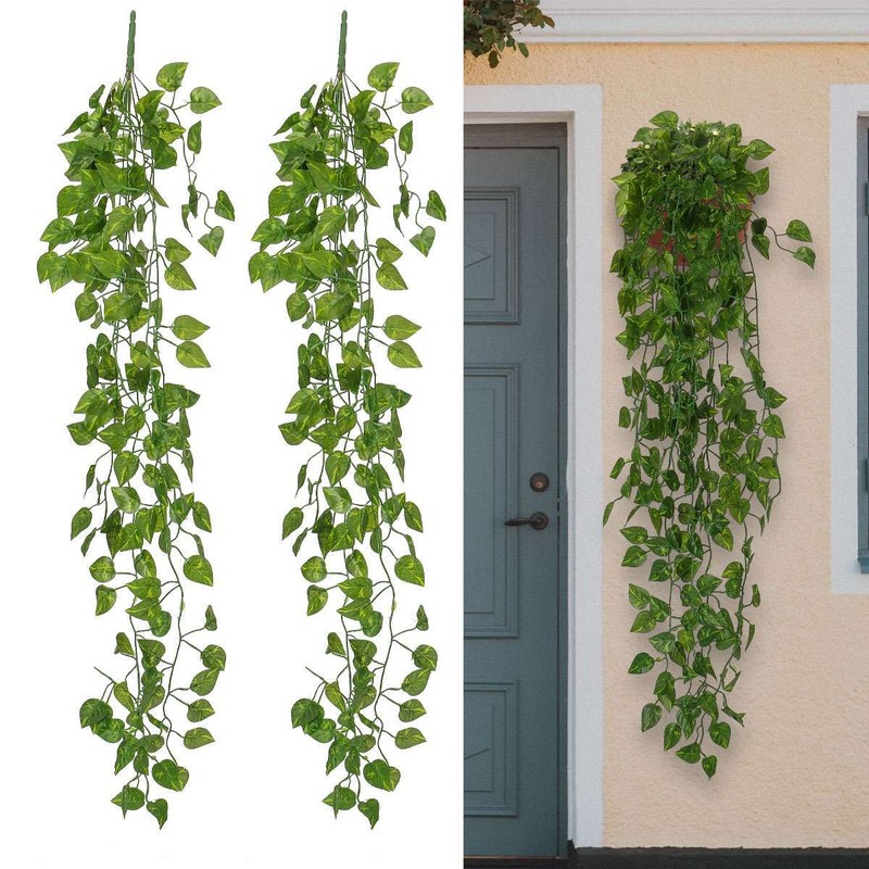 2Pcs Artificial Ivy Leaf Plants Fake Hanging Garland Vine In/Outdoor Home Decors