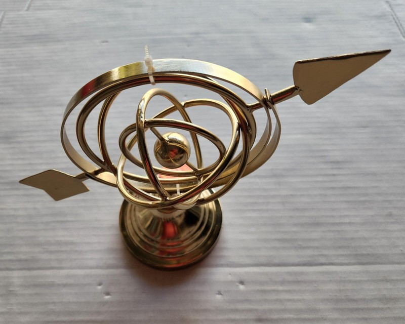 8" x 10" Metal Globe with Golden Spinning Arrow - Beautifully Crafted in India gallery