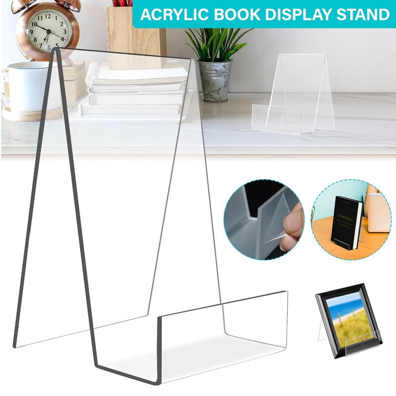 1-50Pack Acrylic Book Stand, Clear Easel Stand for Display, Book Display Holder