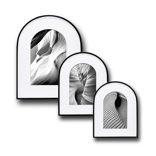 3 Pack Elegant Aluminum Arch Picture Frames – Size 8×10, 5×7, 4×6 for Tableto…