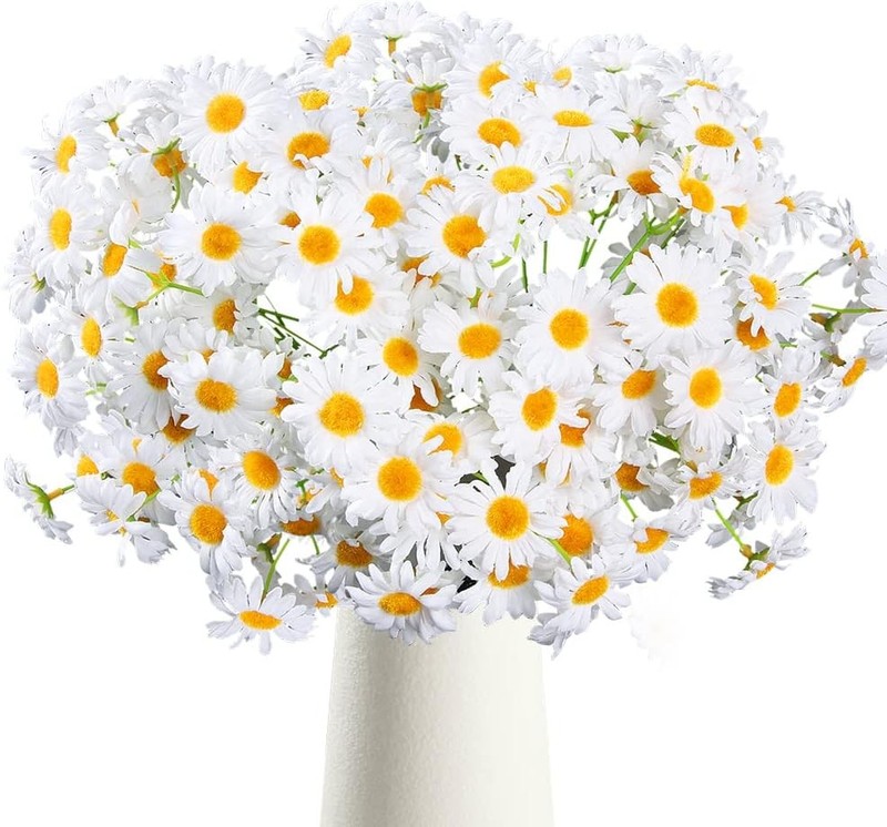 Artificial Daisy Flowers 5 Bunches 135 Heads White Silk Gerbera Daisies Fake