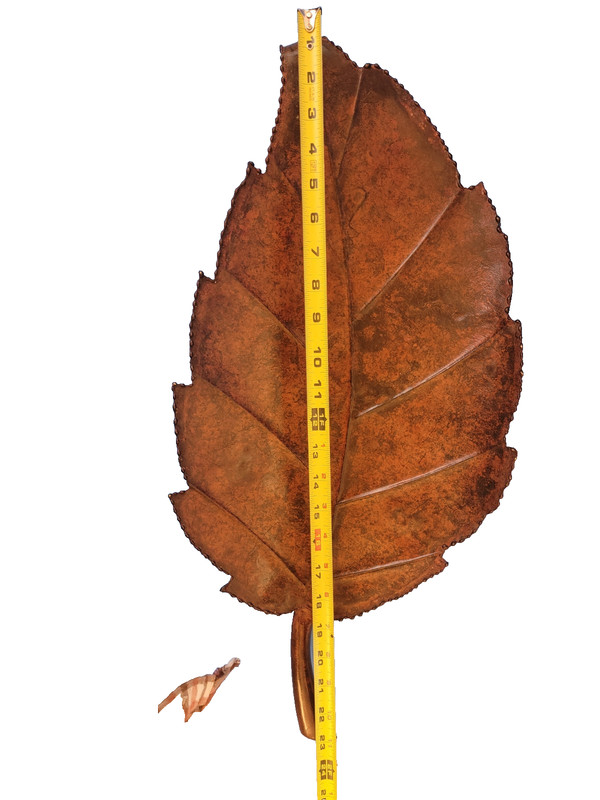 Decorative Copper Leaf-Shaped Tray, Bowl, or Wall Decor Approximately 23" x 11" gallery