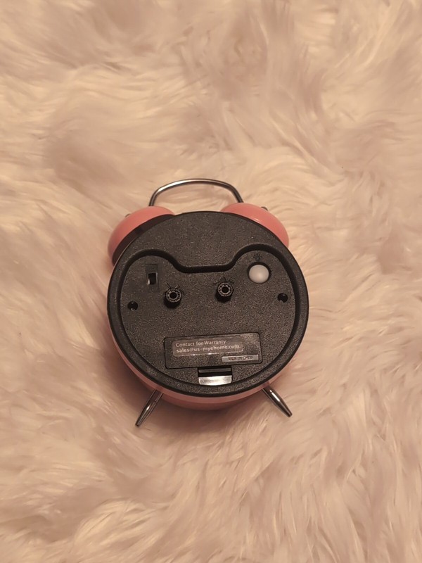ATOMIC RADIO CONTROLLED TWIN MECHANICAL BELL ALARM CLOCK PINK gallery