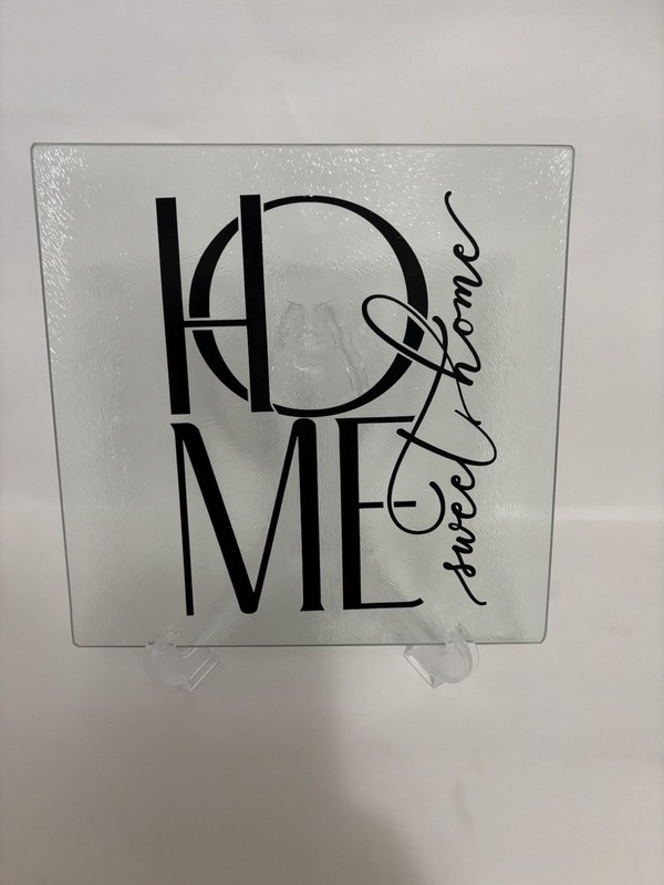 Glass Plaque 8in X 8in Square-Home Sweet Home