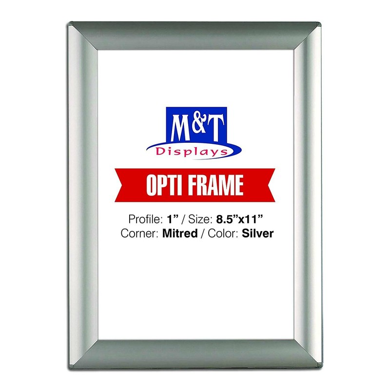 Opti Snap Poster Frame with Support Leg Aluminum Front Loading 8.5×11 Silver