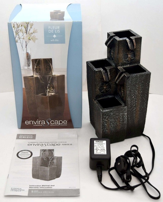 NEW HoMedics Fleur-De-Lis Envirascape Bronze Indoor Relaxation Water Fountain