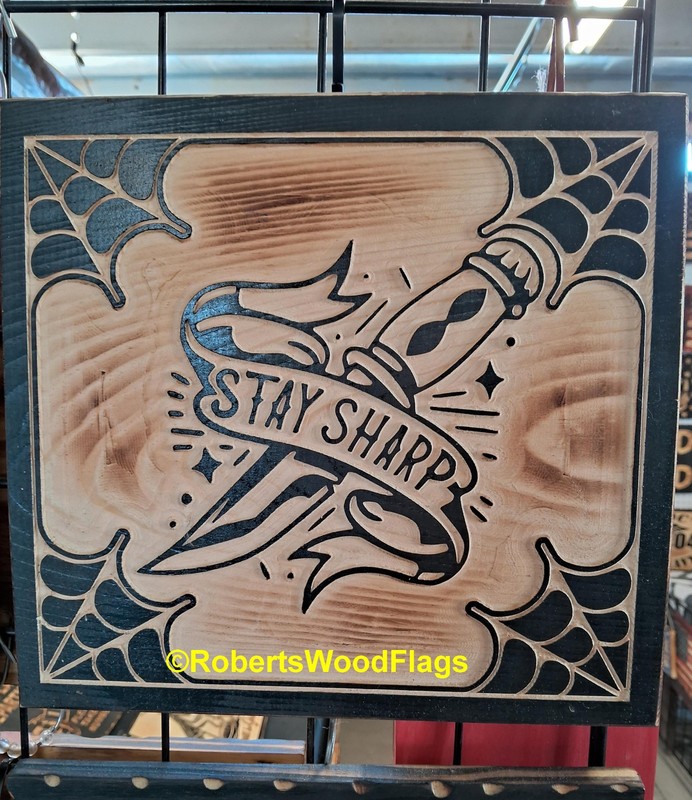 Stay Sharp Wood Wall Art Patriot Sign 11.25x22x.75 In