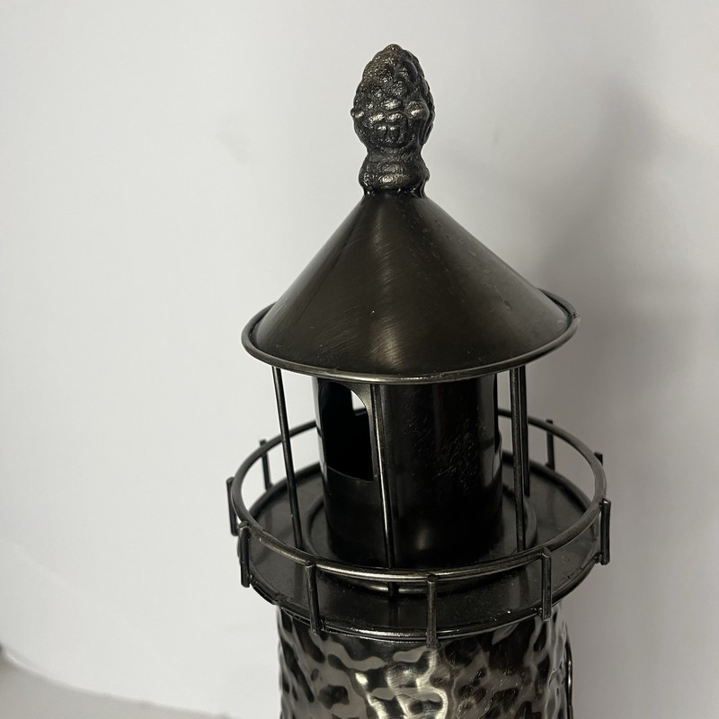 Lighthouse Metal Gun Metal Gray Silver Decorative 16x5” gallery